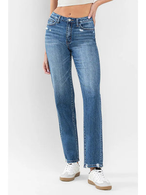 Open image in slideshow, High Rise Relaxed Straight Jeans
