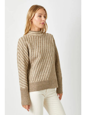 Open image in slideshow, Dolman Sleeve Stripe Sweater - Latte
