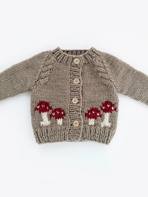 Open image in slideshow, Baby Mushroom Cardigan Sweater
