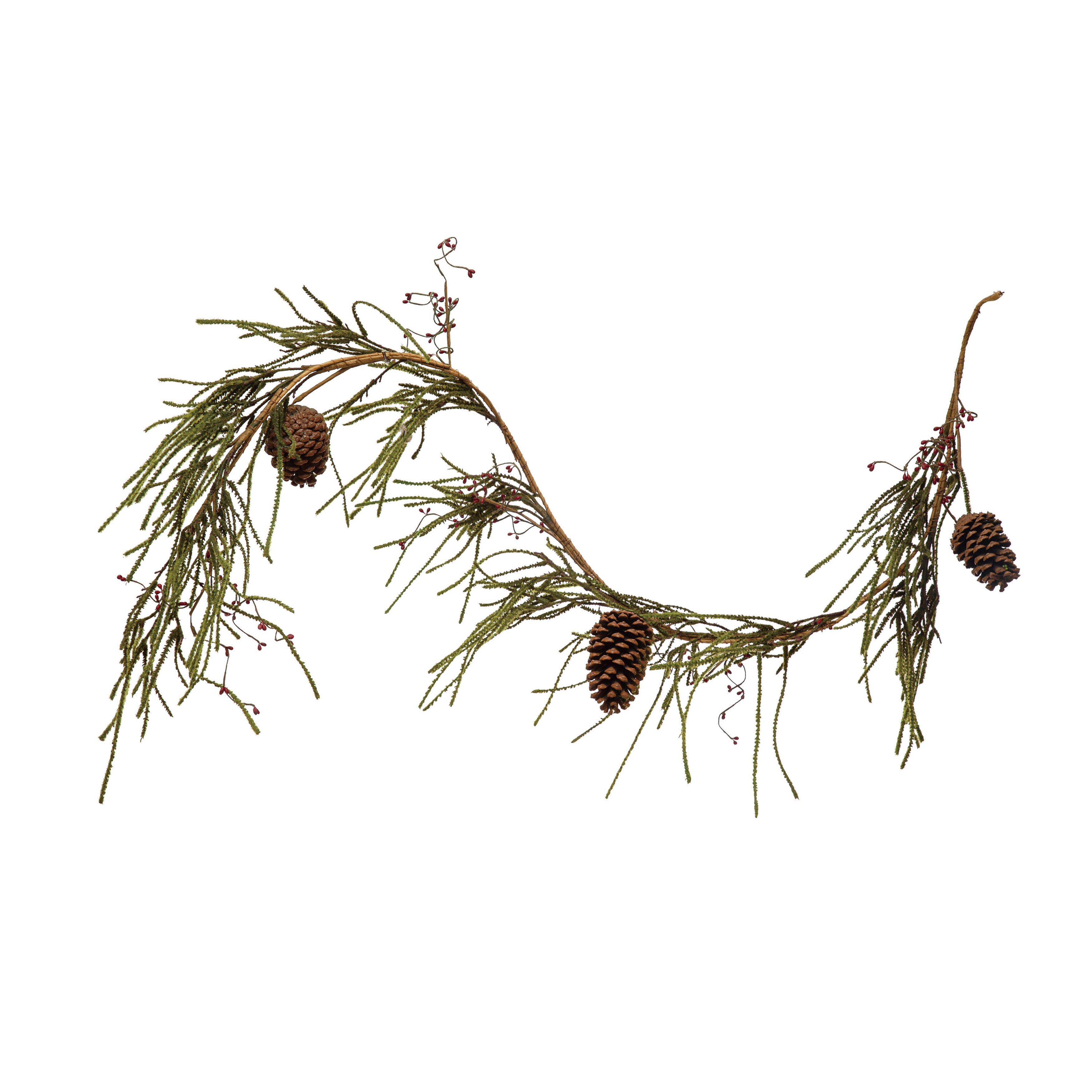 70"L Faux Norway Spruce Garland with Berries and Pinecones