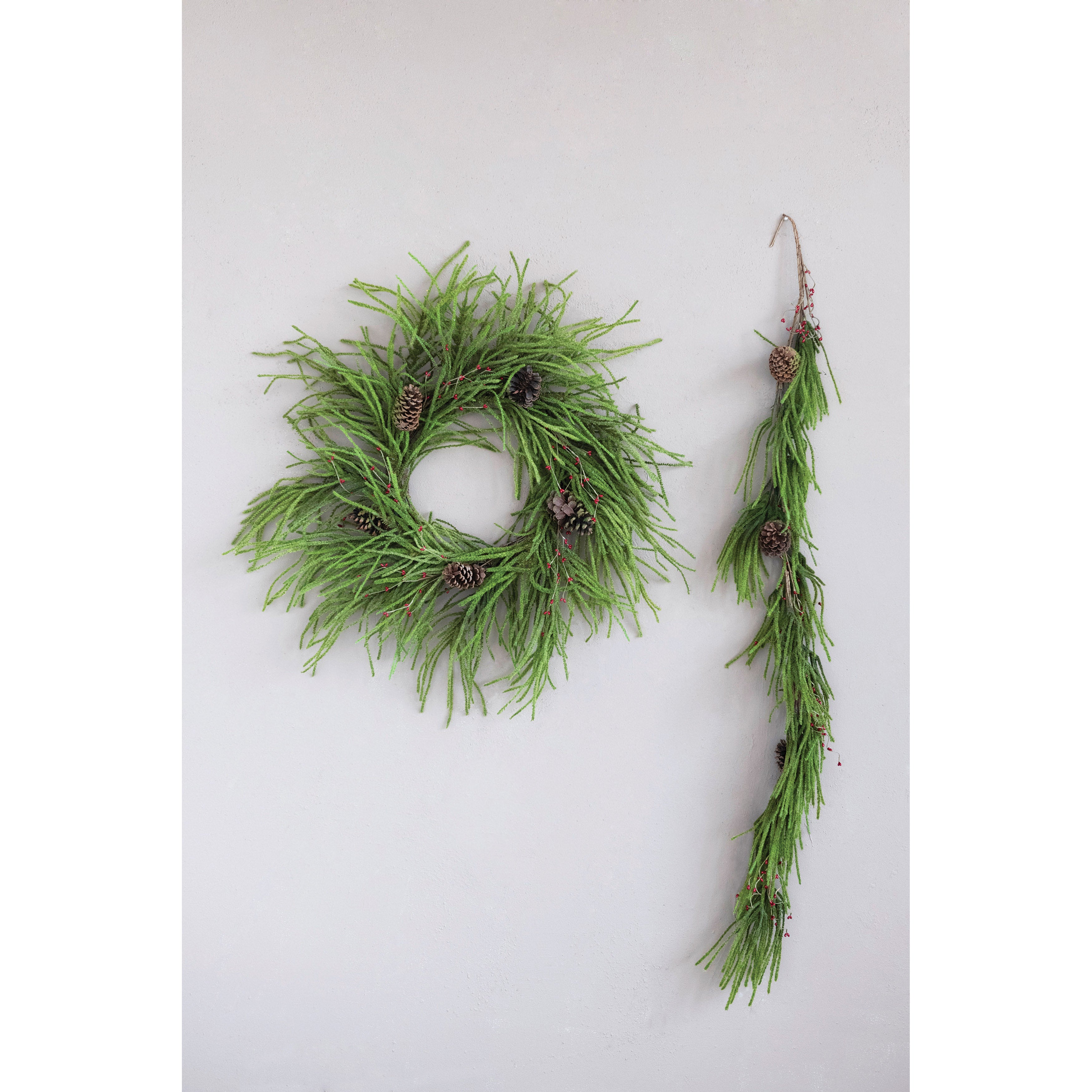 70"L Faux Norway Spruce Garland with Berries and Pinecones