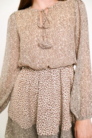 Mystree Mixed Print Dress - Toffee